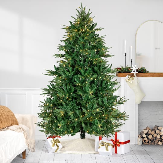 7.5ft. Pre-Lit Juniper Pine Artificial Christmas Tree, Warm White LED Lights